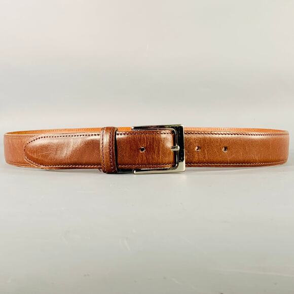 VINTAGE Size 34 Brown Leather Belt - Picture 1 of 9